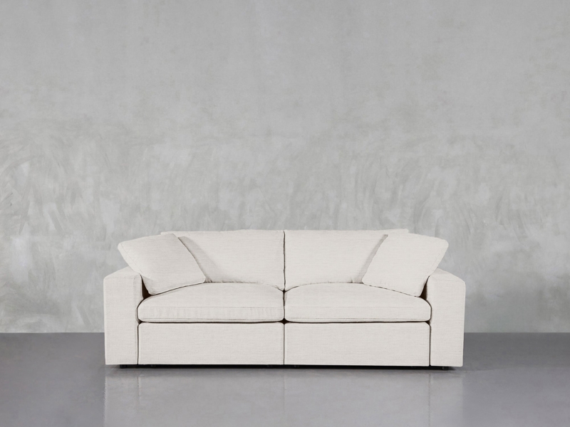 Modular Lounger Loveseat in Cream with Deep Chaise Seat