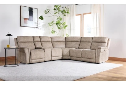 Modular Power Reclining Sectional Fabric with Storage Console