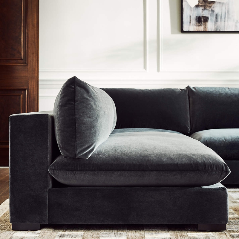 Modular Sectional Sofa Deep Seating Charcoal Performance Velvet