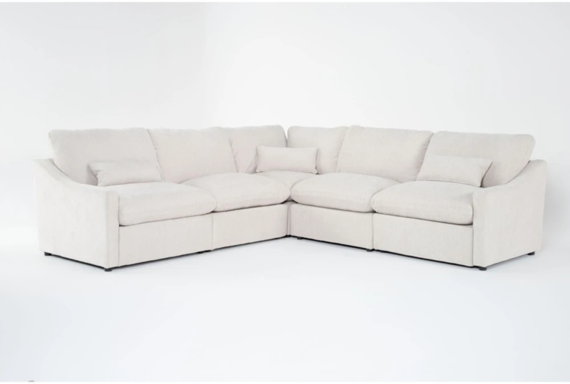 Modular Sectional Sofa Fabric Track Arms with Lumbar Pillows