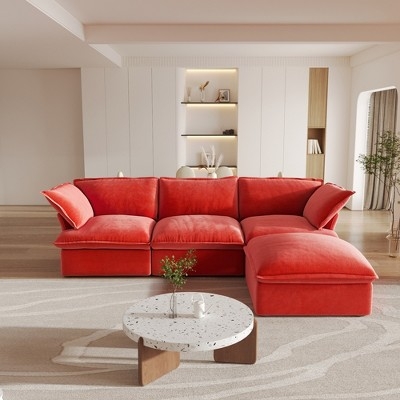 Modular Sectional Sofa, Vibrant Velvet with Low Profile