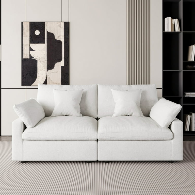 Modular Sofa Loveseat Deep Seat Cloud Cushion Linen Blend