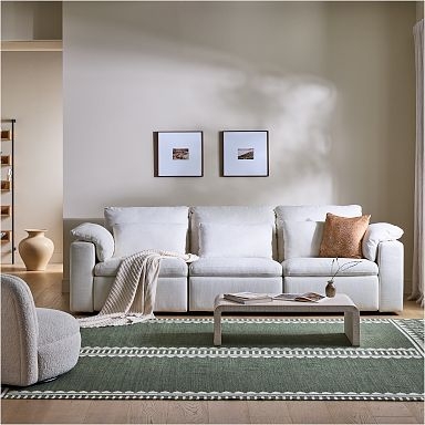 Modular Sofa White Deep Plush Profile Minimalist Living Room Design