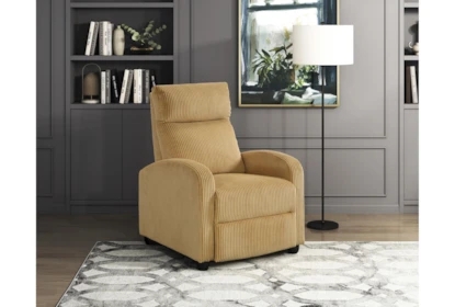 Mustard Corduroy Push-Back Recliner with Ribbed Texture