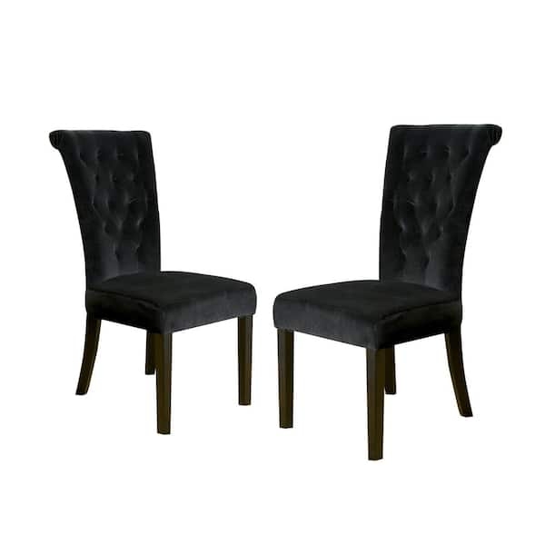 Mydepot Black Velvet Upholstered Dining Chairs Side Chairs Set of 2 Accent  Diner Stylish Kitchen Chair with Wood Legs and Padded YMPE-W114339759 - The  Home Depot