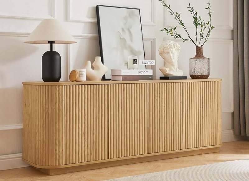 Natural Oak Fluted Sideboard with Soft Rounded Corners