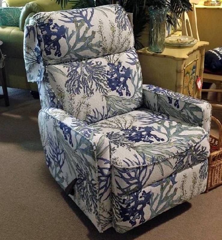 Nautical Living Room Chair with Coral Pattern and Segmented Backrest