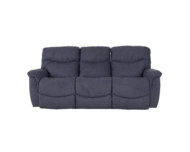 Navy Reclining Sofa Segmented Backrest Pillow Top Arms Fabric
