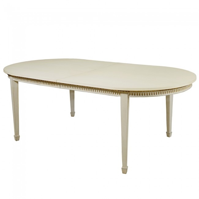 Neoclassical Dining Table French Country Oval Fluted Apron Gold Trim