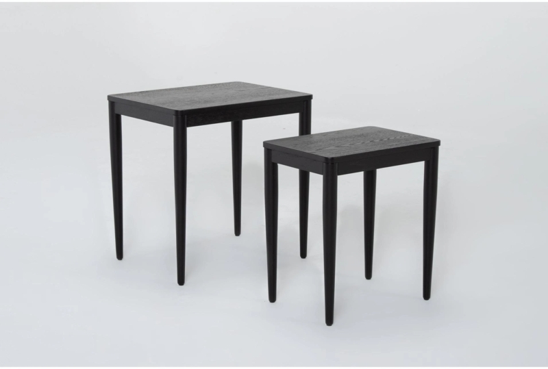 Nesting End Tables Tapered Legs Wood Grain Rectangle