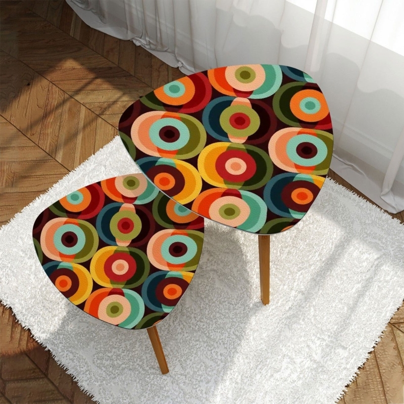 Nesting Tables Abstract Orb Pattern Tiered Set Retro Pop Art