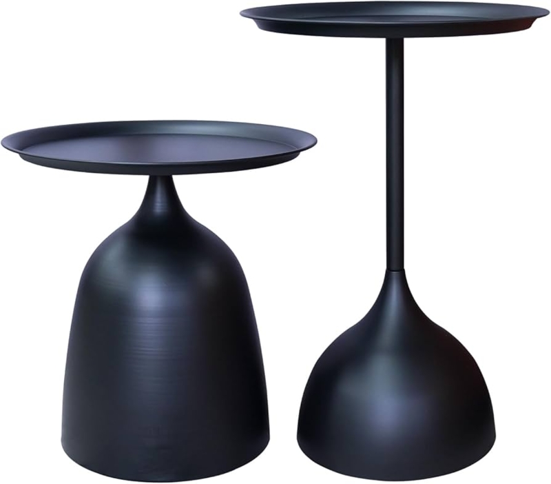 Nesting Tables Bulbous Pedestal Base Round Sculptural Set