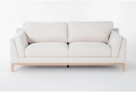 Newport White Fabric 84" Sofa | Track Arms
