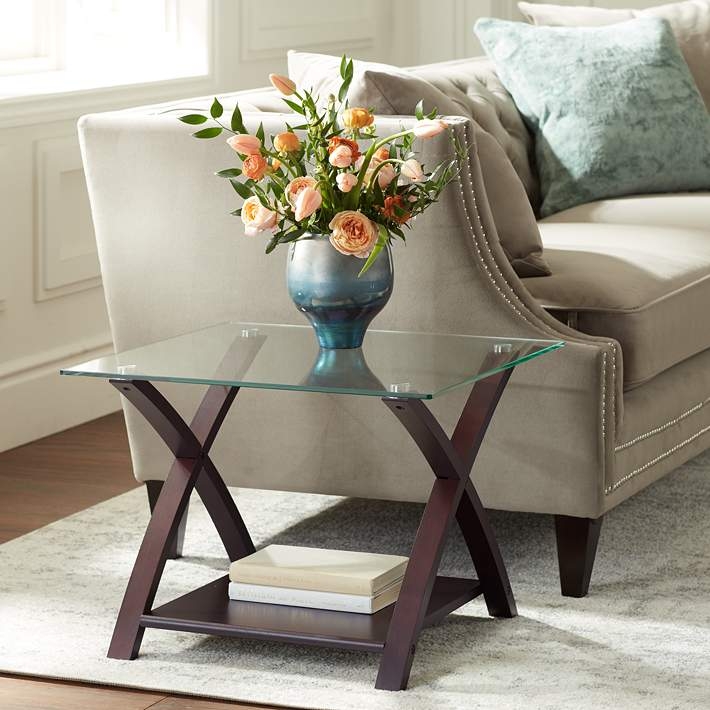 Niles Espresso Wood and Glass Top End Table - #65T53 | Lamps Plus