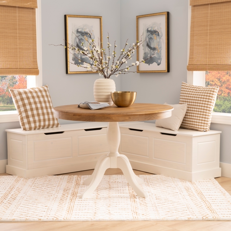 Nook Dining Set Storage Bench Round Pedestal Table