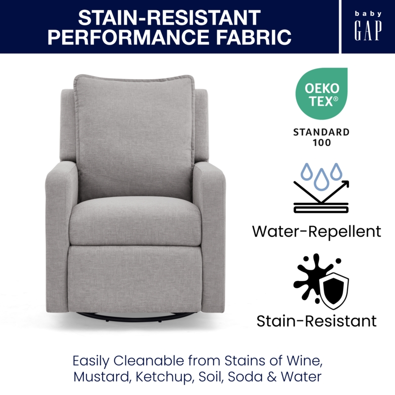 Nursery Glider Recliner Integrated USB Ports Cream Wood Base
