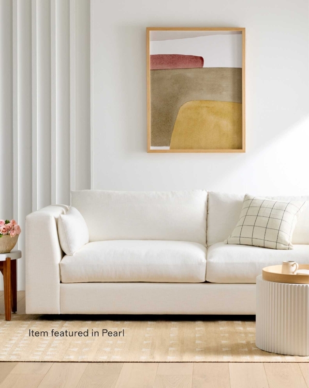 Oasis Performance Linen Sofa in Ivory with Block Arms