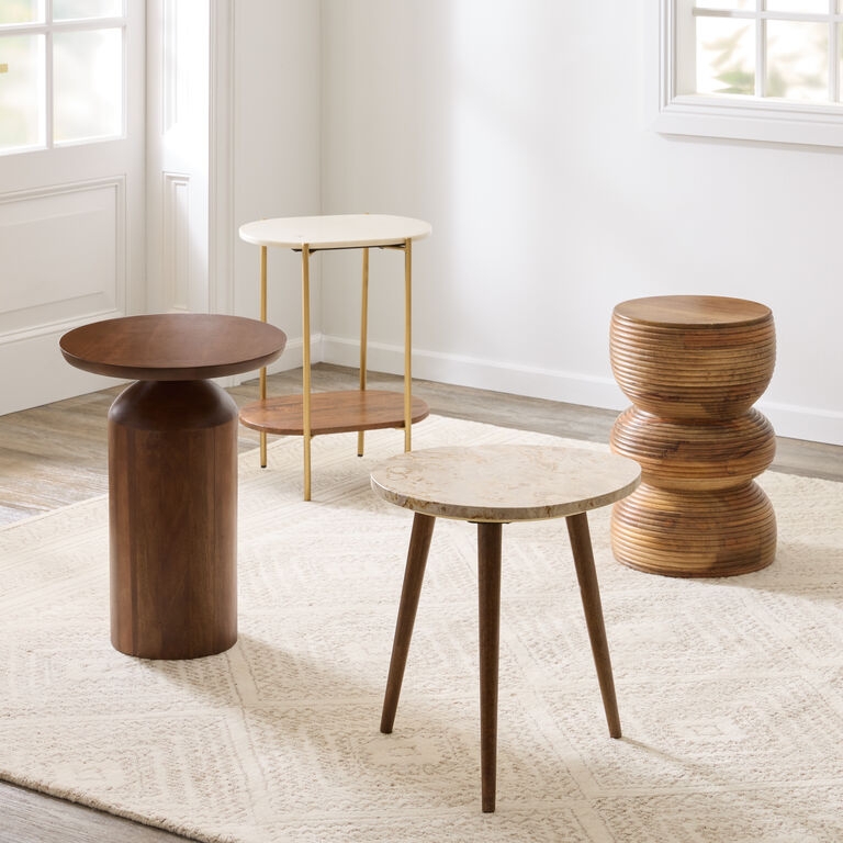 Organic Modern End Table Collection with Mixed Material Finishes