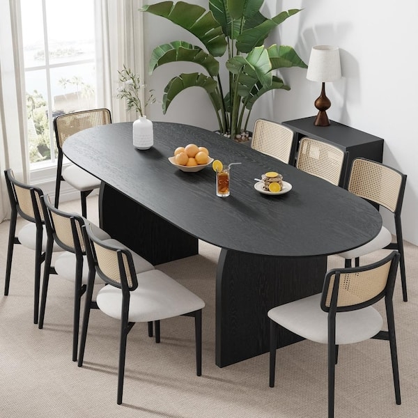 Organic Oval Dining Table with Double Pedestal Base