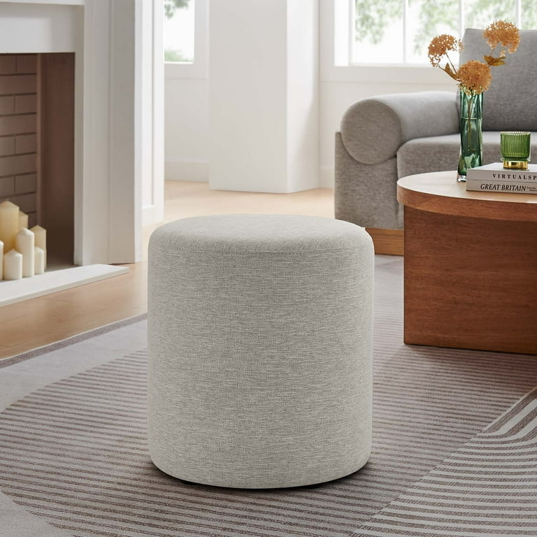 Ottoman Cylindrical Heathered Weave Light Grey Fabric
