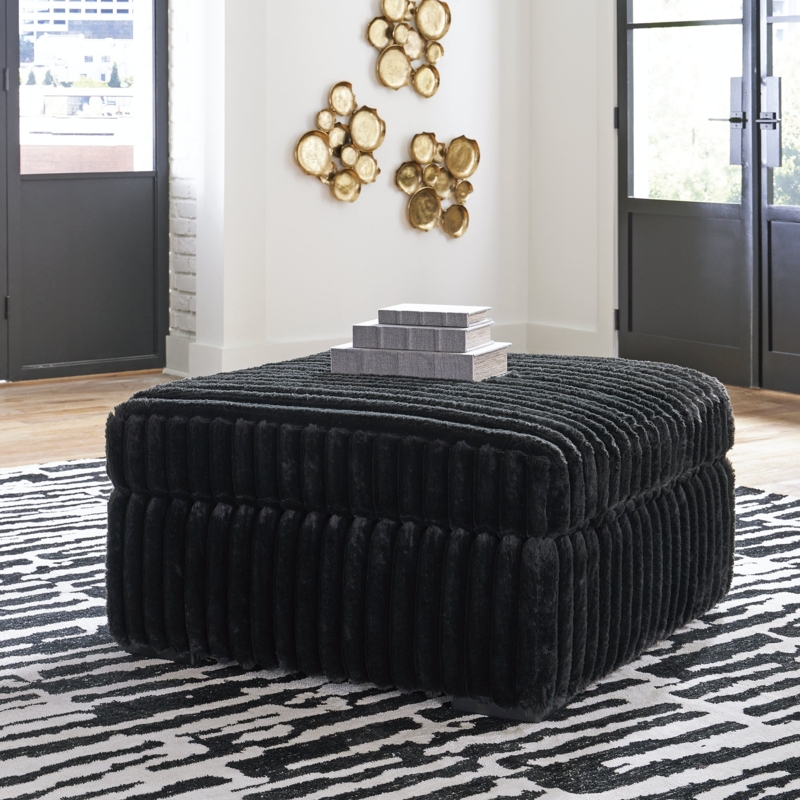 Ottoman Oversized Square Plush with Vertical Ribbing