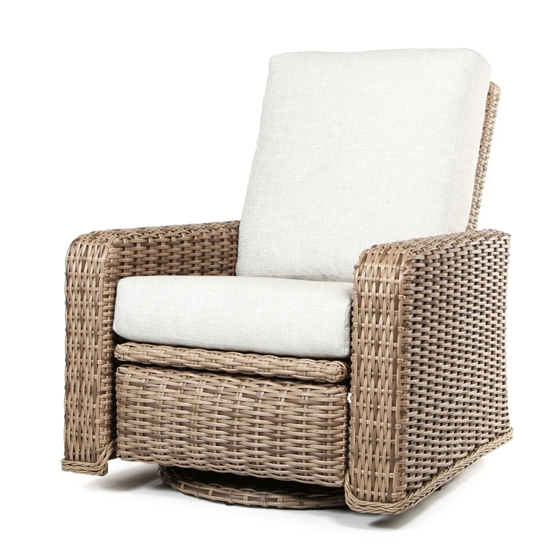 Outdoor Recliner Driftwood Weave Coastal Style Integrated Footrest