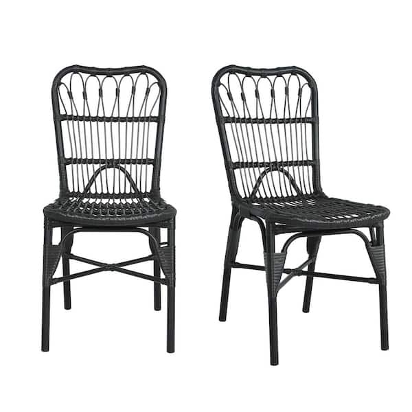 Outdoor Wicker Dining Chairs with Arched Back Detail