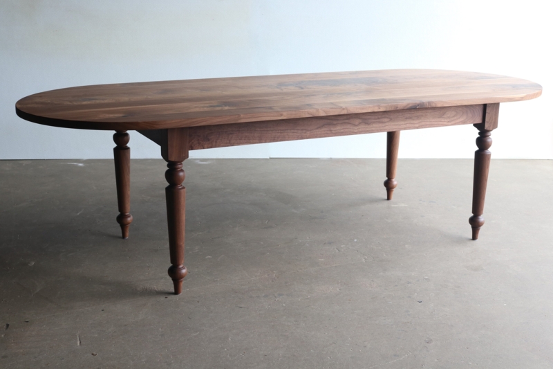 Oval Dining Table French Country Turned Legs Dark Walnut Finish