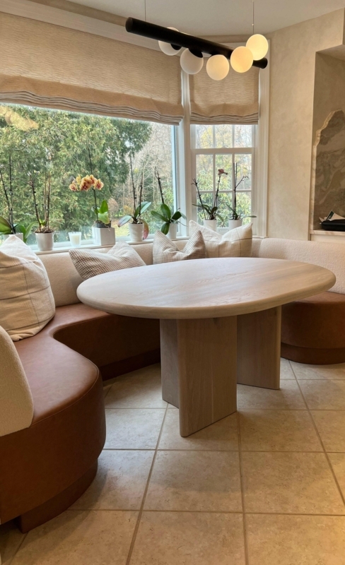 Oval Dining Table Intersecting Pedestal Base for Breakfast Nook