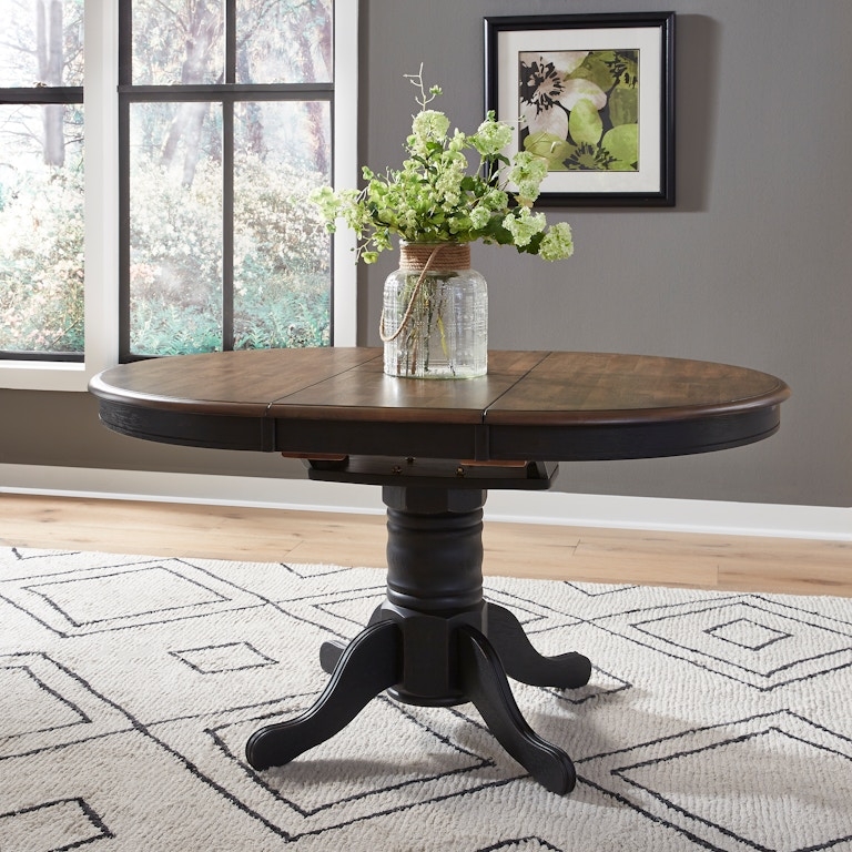 Oval Dining Table Two-Tone Black And Brown Extendable Top
