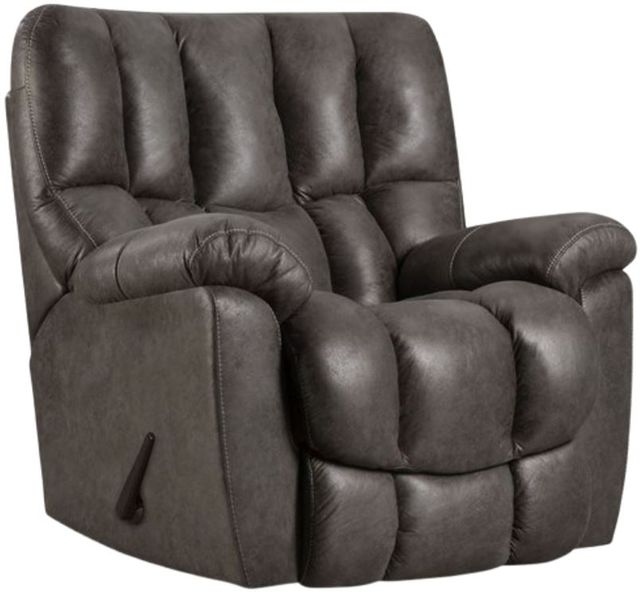 Oversized Rocker Recliner with Deep Channel Tufting, Charcoal Grey