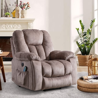 Oversized Taupe Power Lift Recliner with Remote Control