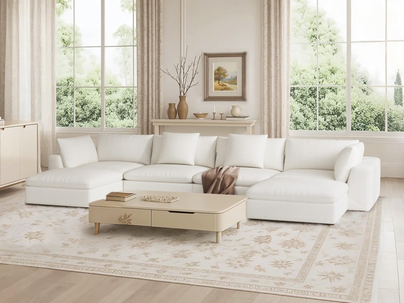 Oversized U-Shaped Sectional Sofa with Deep Seating Cushions