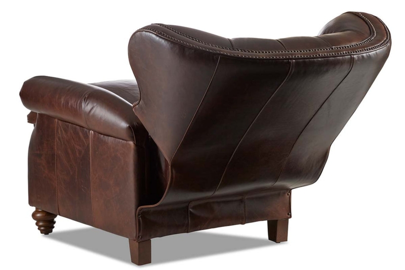 Oversized Wingback Recliner in Dark Brown with Nailhead Trim