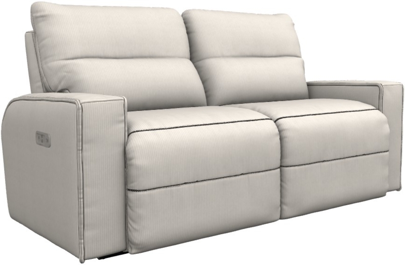 Pearl Power Reclining Sofa with Contrast Stitching and Block Arms