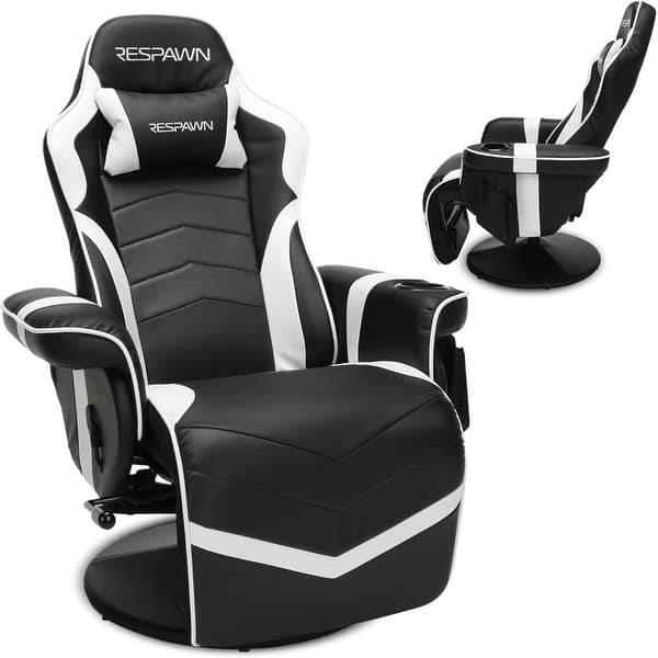 Pedestal Gaming Recliner with Integrated Footrest and Cup Holder