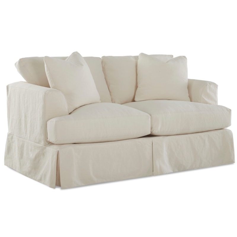 Plush Box Cushion Loveseat with Slipcover Skirt and Track Arms