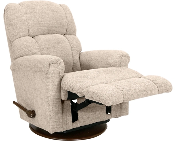 Plush Cream Swivel Glider Recliner with Manual Lever