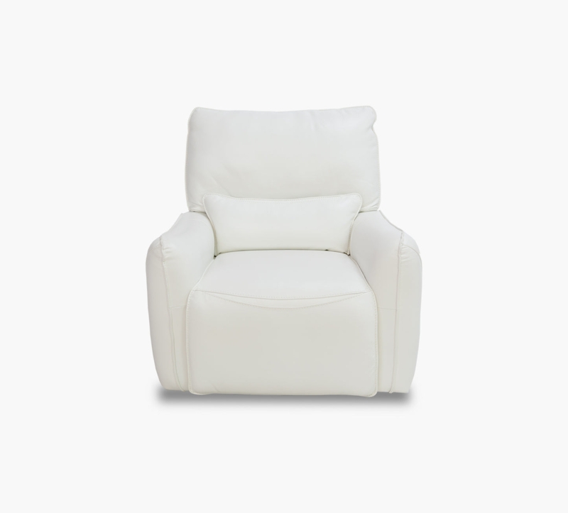 Plush Power Recliner with Integrated Lumbar Support, White Armchair
