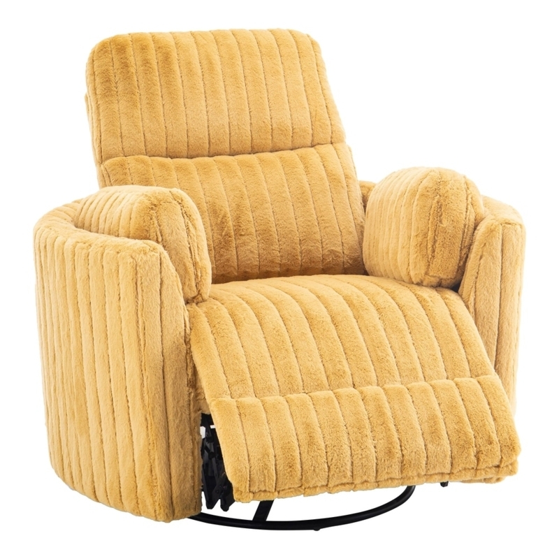 Plush Ribbed Chenille Swivel Glider Recliner Chair