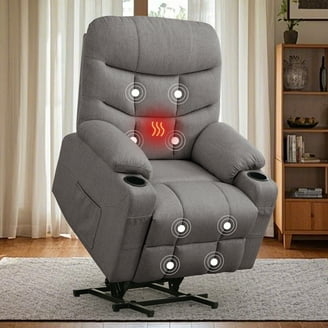 Power Lift Recliner Chair with Massage, Heat, and Cup Holders