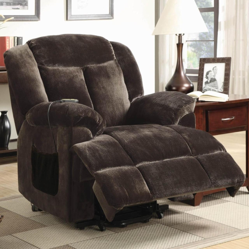 Power Lift Recliner Chocolate Brown Velvet with Wired Remote Control