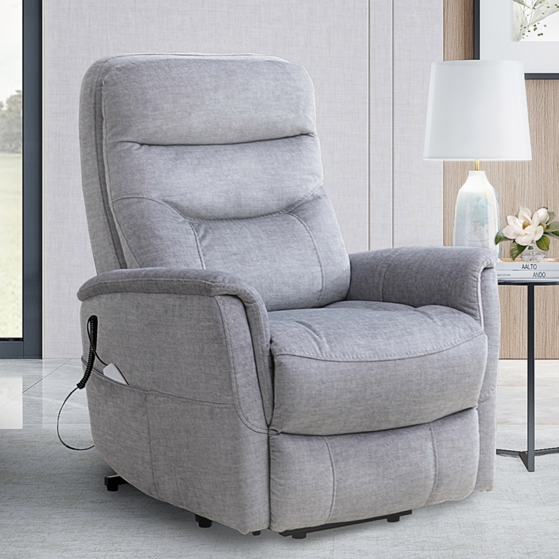 Power Lift Recliner Light Grey Tiered Backrest Remote