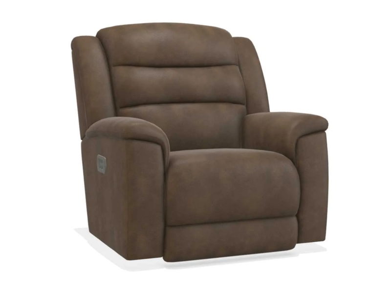Power Motion Recliner Cocoa Brown Suede-Like Channeled Back