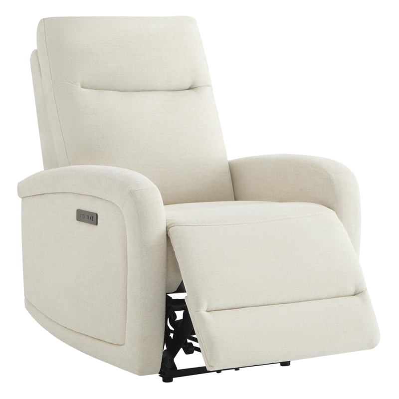 Power Recliner Cream Linen-Like Fabric with Side Controls, Modern Armchair