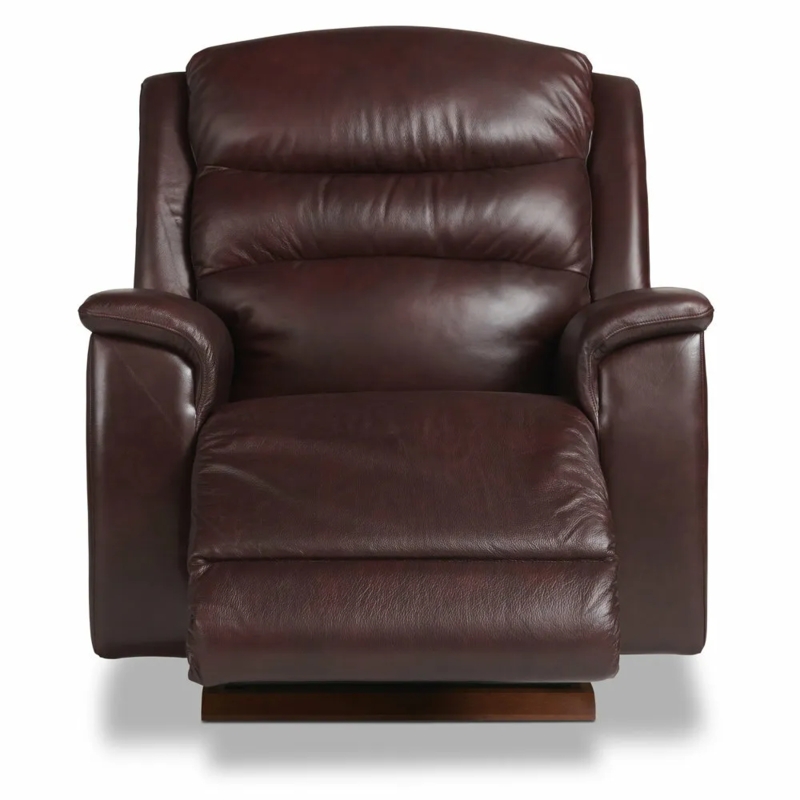 Power Recliner Dark Brown Leather-Like Padded Headrest Traditional