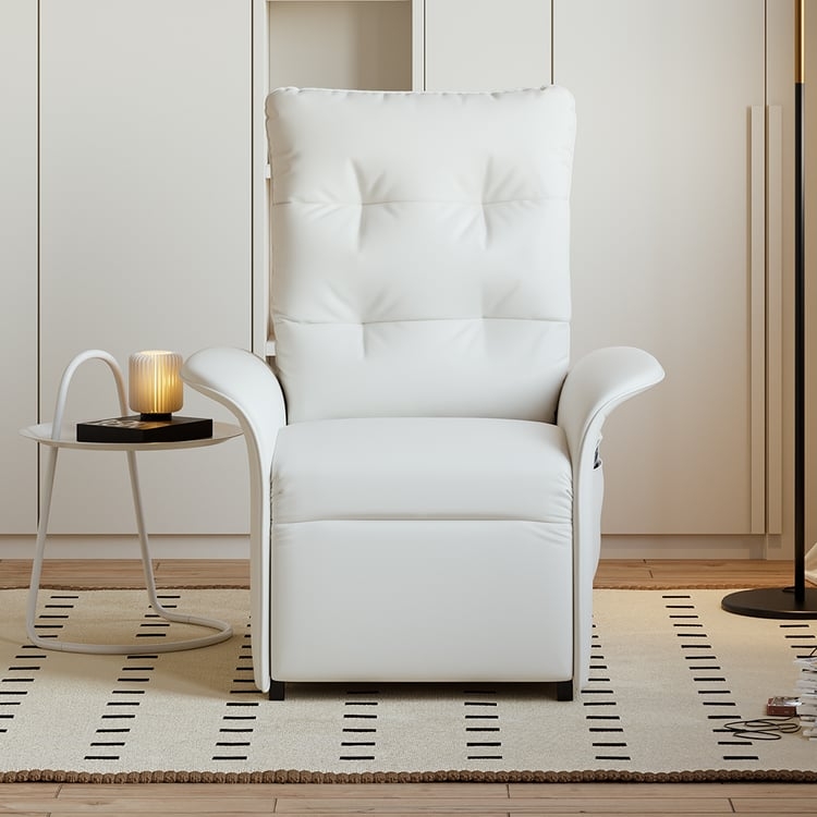 Power Recliner featuring Flared Armrests, Tufted High Back Leather Chair