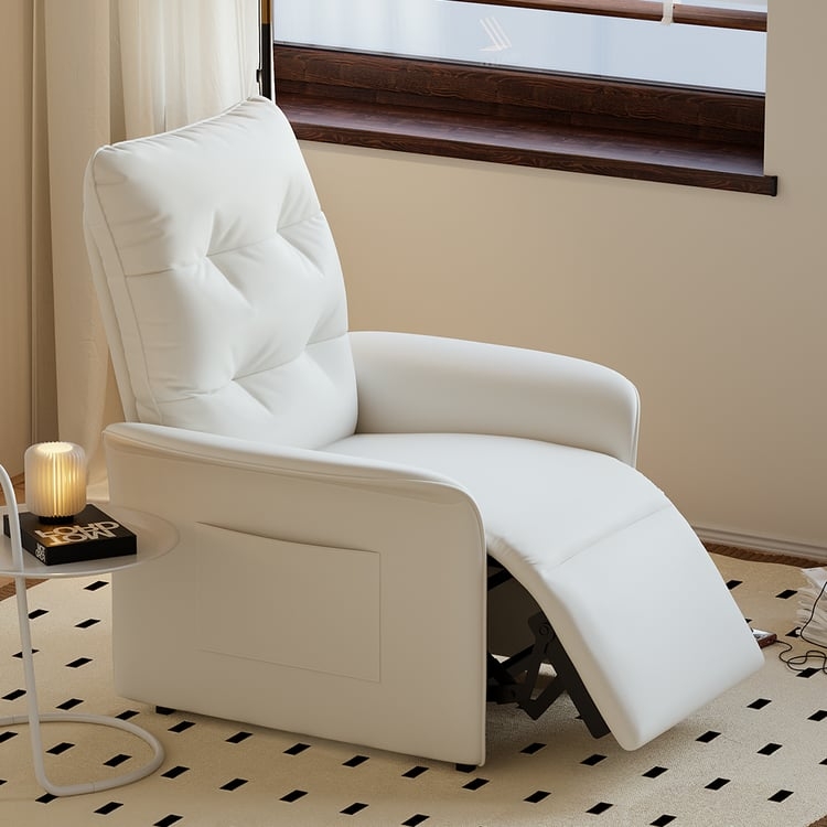 Power Recliner, Side Pocket, High Backrest, Tufted Back, Modern Recliner