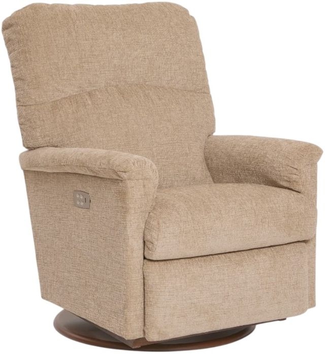 Power Recliner Swivel Base Camel Textured Fabric USB Port