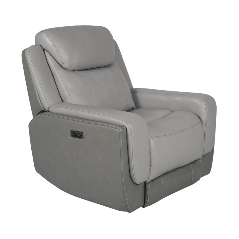 Power Recliner Two-Tone Silver Dark Gray Power Headrest